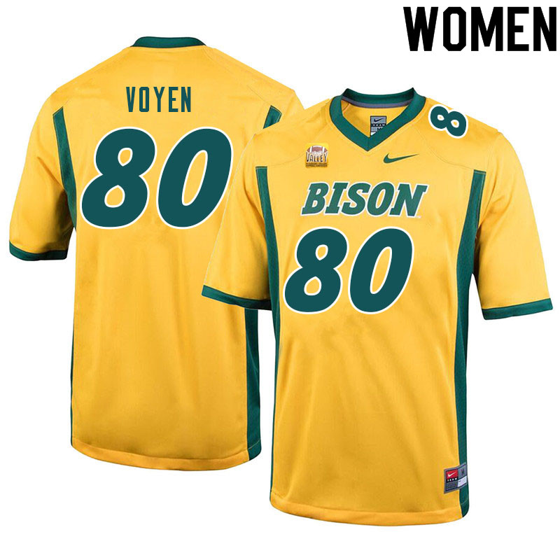 Women #80 Andy Voyen North Dakota State Bison College Football Jerseys Sale-Yellow - Click Image to Close